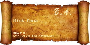 Bink Anna névjegykártya